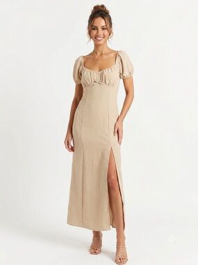 Beige Maxi Dress with Side Slit size 1x